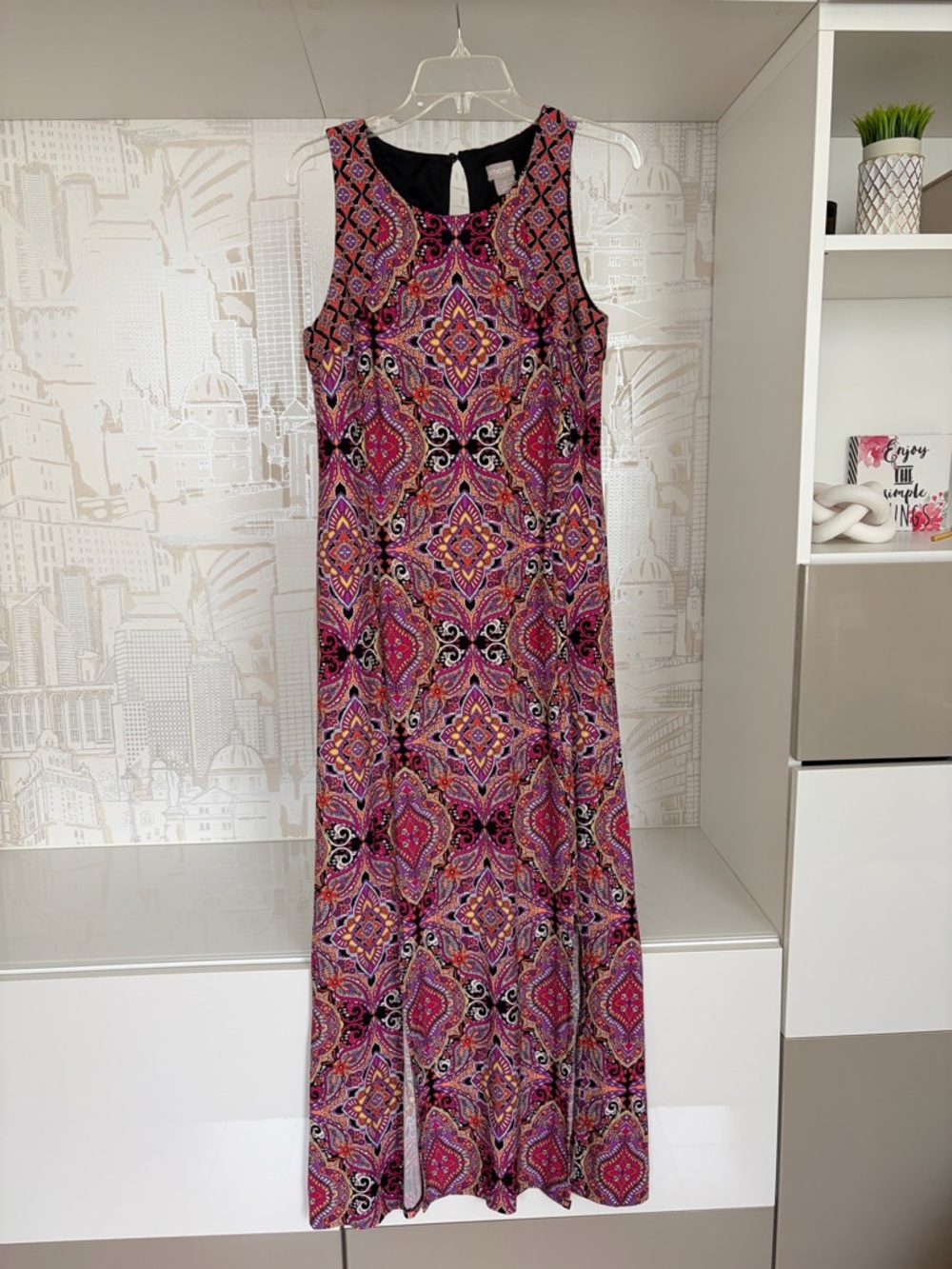 Chico's Multicolor Pink Patterned Sleeveless Maxi Dress Size 0/4-6